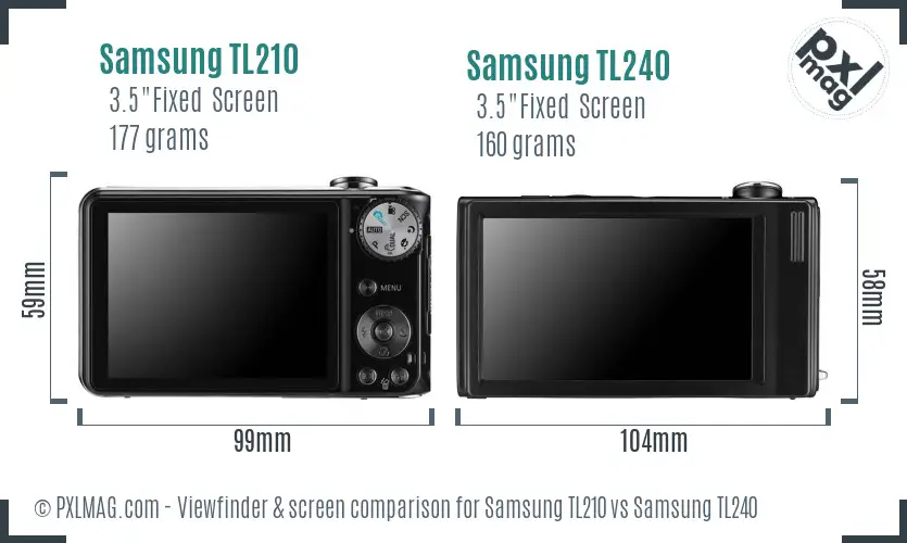Samsung TL210 vs Samsung TL240 Screen and Viewfinder comparison