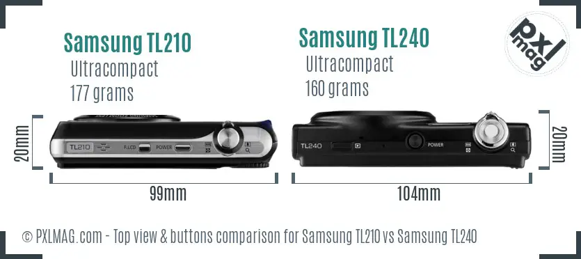 Samsung TL210 vs Samsung TL240 top view buttons comparison