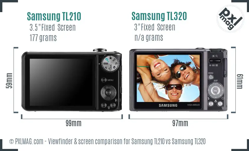 Samsung TL210 vs Samsung TL320 Screen and Viewfinder comparison