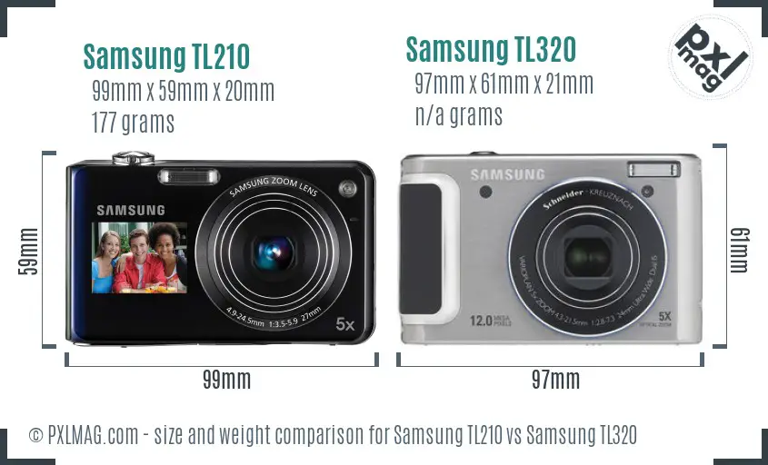 Samsung TL210 vs Samsung TL320 size comparison