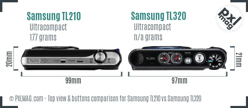 Samsung TL210 vs Samsung TL320 top view buttons comparison