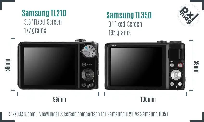 Samsung TL210 vs Samsung TL350 Screen and Viewfinder comparison