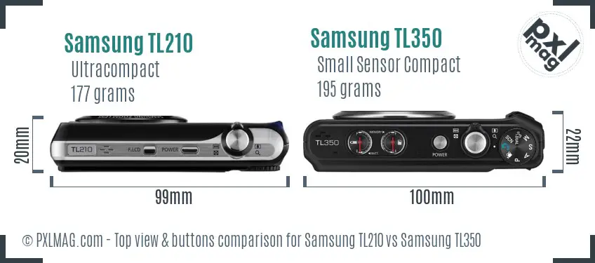 Samsung TL210 vs Samsung TL350 top view buttons comparison