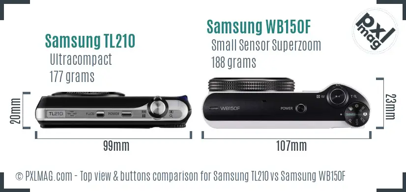 Samsung TL210 vs Samsung WB150F top view buttons comparison