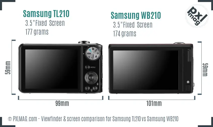 Samsung TL210 vs Samsung WB210 Screen and Viewfinder comparison