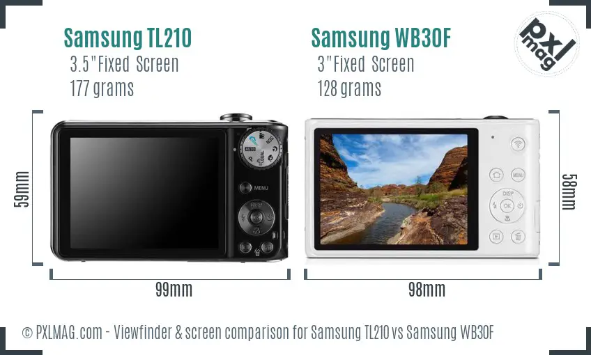 Samsung TL210 vs Samsung WB30F Screen and Viewfinder comparison