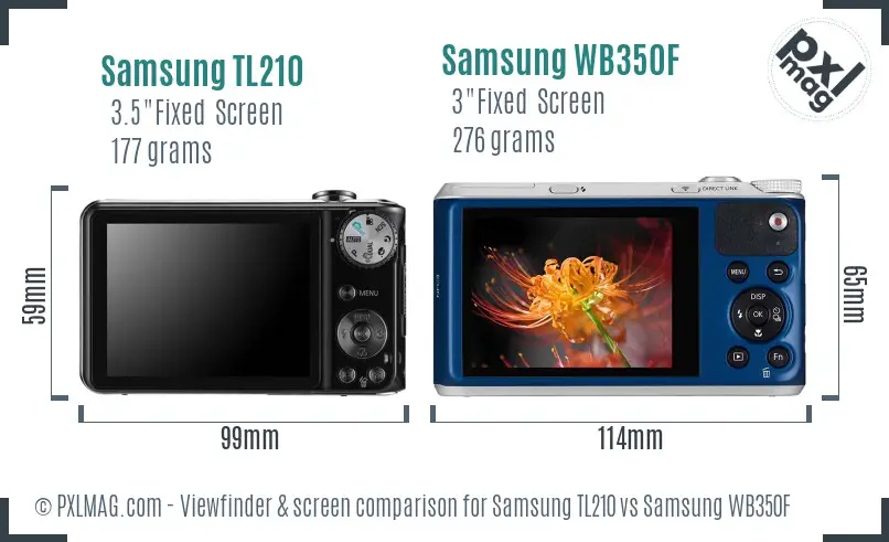 Samsung TL210 vs Samsung WB350F Screen and Viewfinder comparison