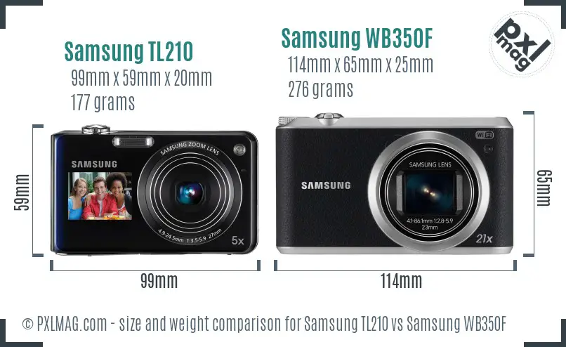 Samsung TL210 vs Samsung WB350F size comparison