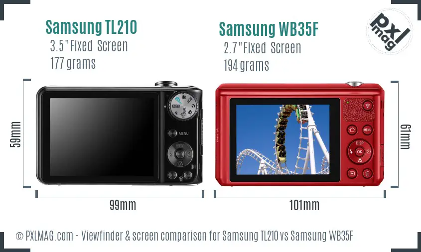 Samsung TL210 vs Samsung WB35F Screen and Viewfinder comparison