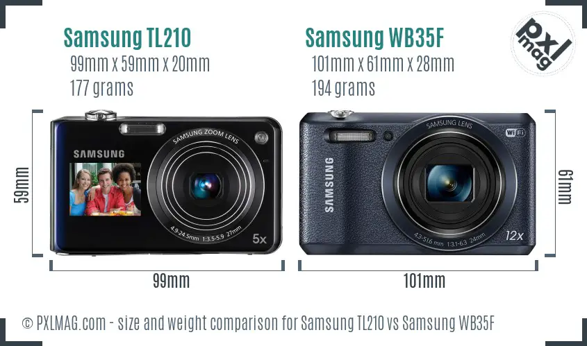 Samsung TL210 vs Samsung WB35F size comparison
