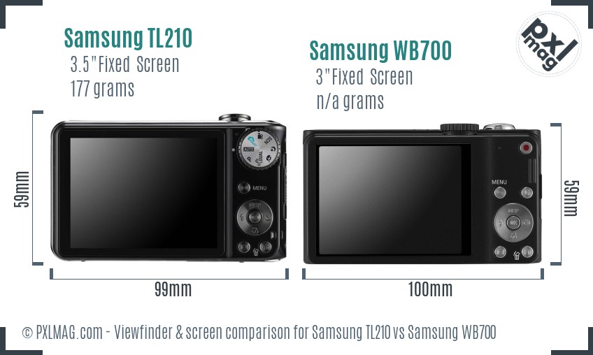 Samsung TL210 vs Samsung WB700 Screen and Viewfinder comparison