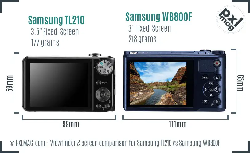 Samsung TL210 vs Samsung WB800F Screen and Viewfinder comparison