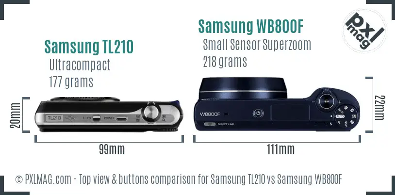 Samsung TL210 vs Samsung WB800F top view buttons comparison