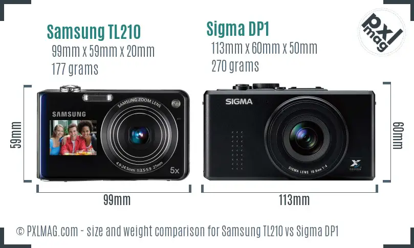 Samsung TL210 vs Sigma DP1 size comparison