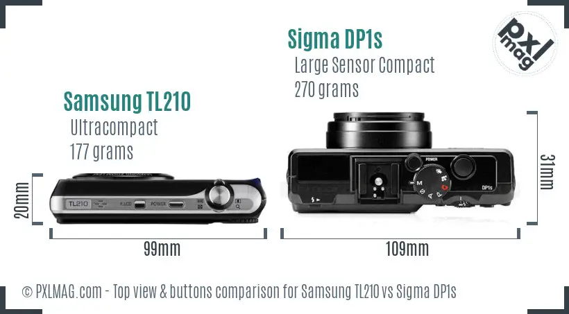 Samsung TL210 vs Sigma DP1s top view buttons comparison