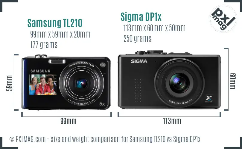 Samsung TL210 vs Sigma DP1x size comparison