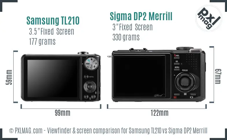 Samsung TL210 vs Sigma DP2 Merrill Screen and Viewfinder comparison