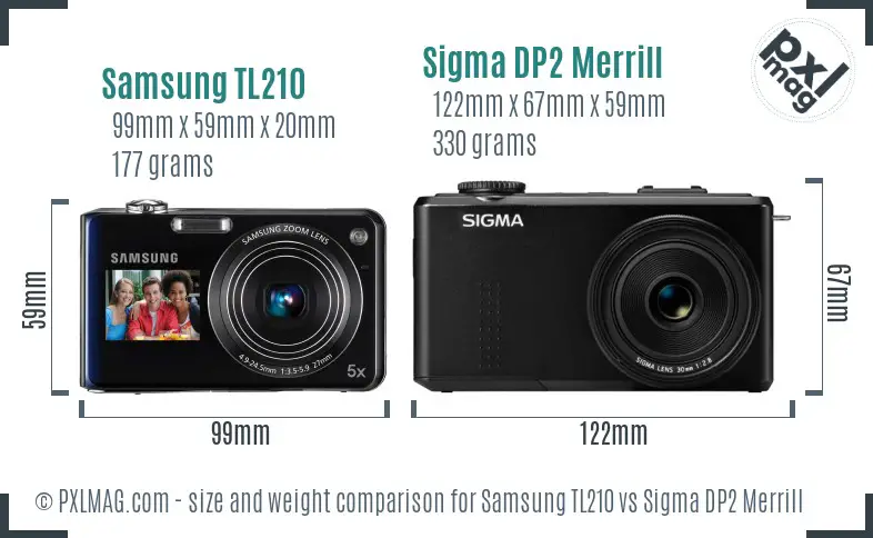 Samsung TL210 vs Sigma DP2 Merrill size comparison