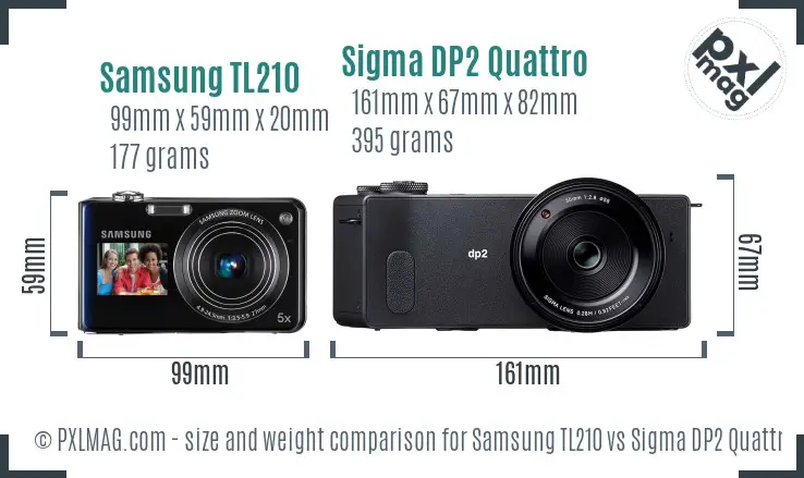 Samsung TL210 vs Sigma DP2 Quattro size comparison