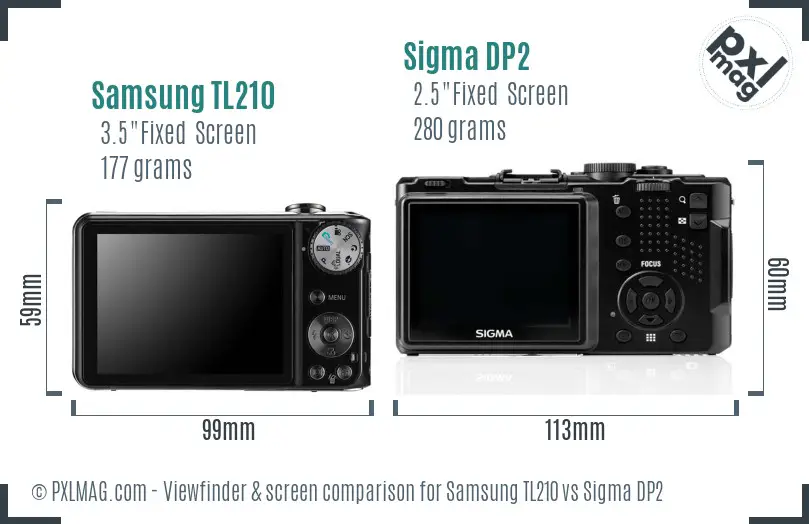Samsung TL210 vs Sigma DP2 Screen and Viewfinder comparison