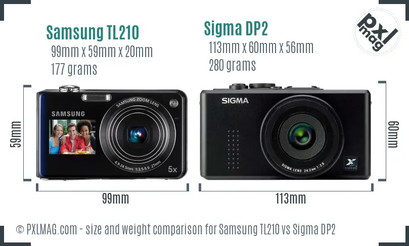 Samsung TL210 vs Sigma DP2 size comparison