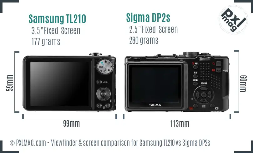 Samsung TL210 vs Sigma DP2s Screen and Viewfinder comparison