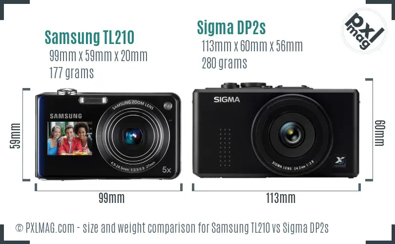 Samsung TL210 vs Sigma DP2s size comparison