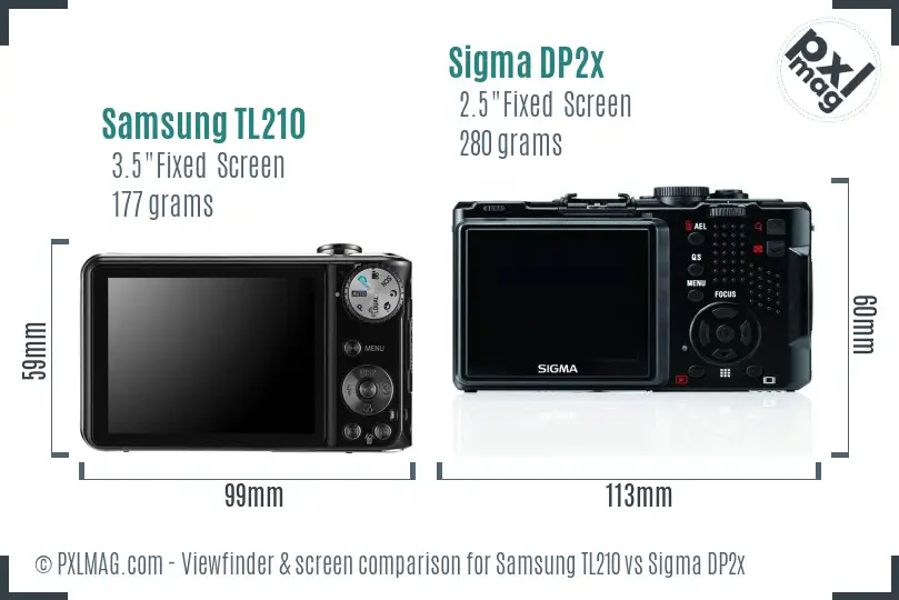 Samsung TL210 vs Sigma DP2x Screen and Viewfinder comparison