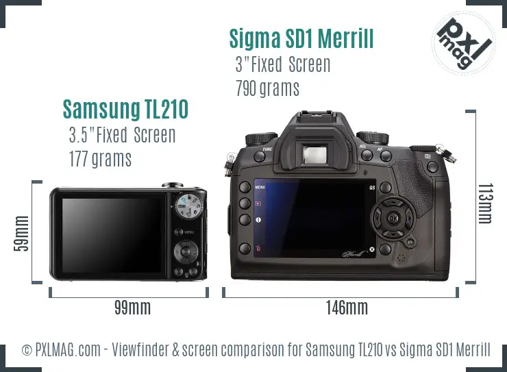 Samsung TL210 vs Sigma SD1 Merrill Screen and Viewfinder comparison