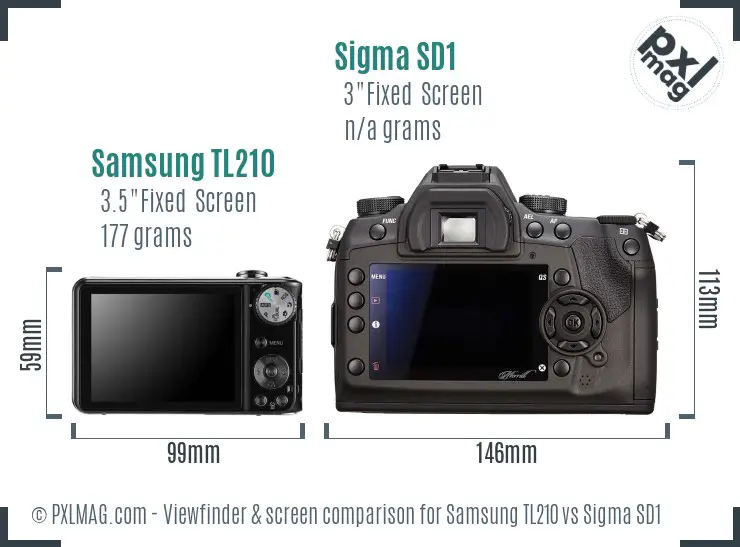 Samsung TL210 vs Sigma SD1 Screen and Viewfinder comparison