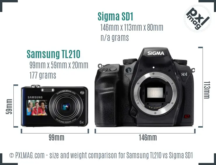 Samsung TL210 vs Sigma SD1 size comparison