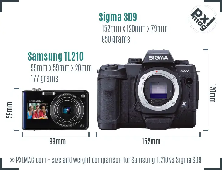 Samsung TL210 vs Sigma SD9 size comparison