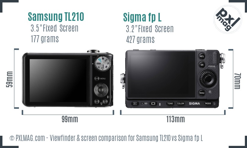 Samsung TL210 vs Sigma fp L Screen and Viewfinder comparison