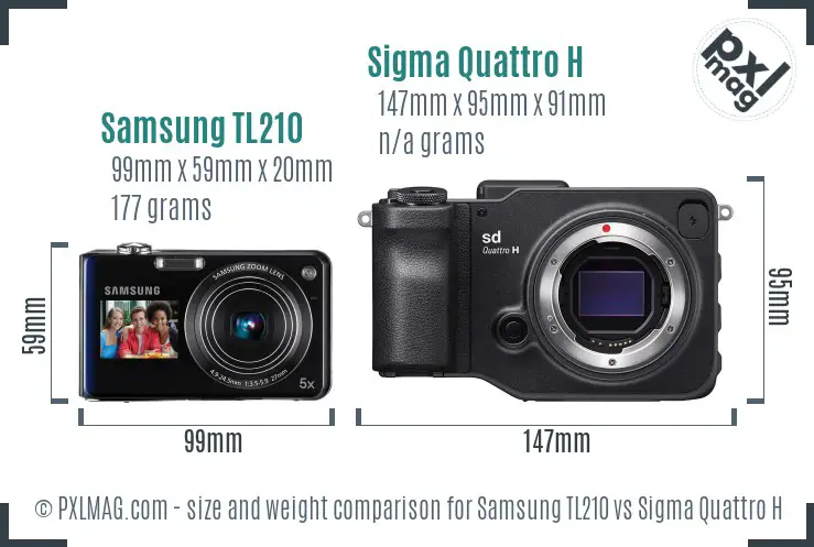 Samsung TL210 vs Sigma Quattro H size comparison