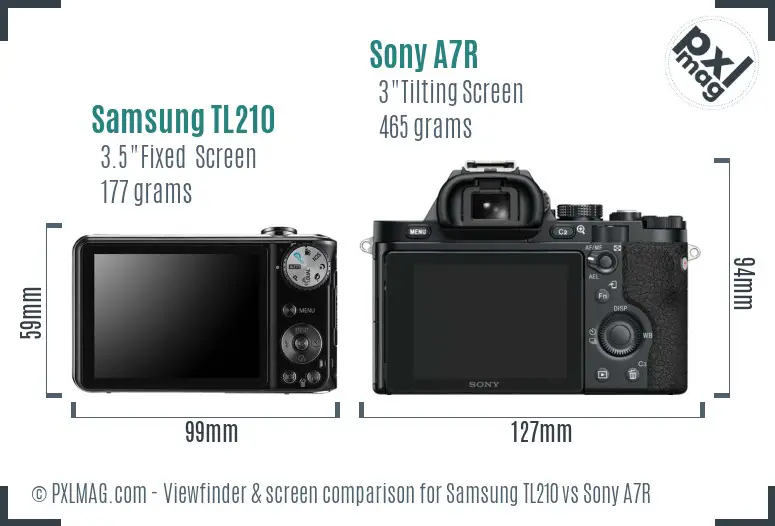 Samsung TL210 vs Sony A7R Screen and Viewfinder comparison