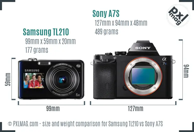 Samsung TL210 vs Sony A7S size comparison