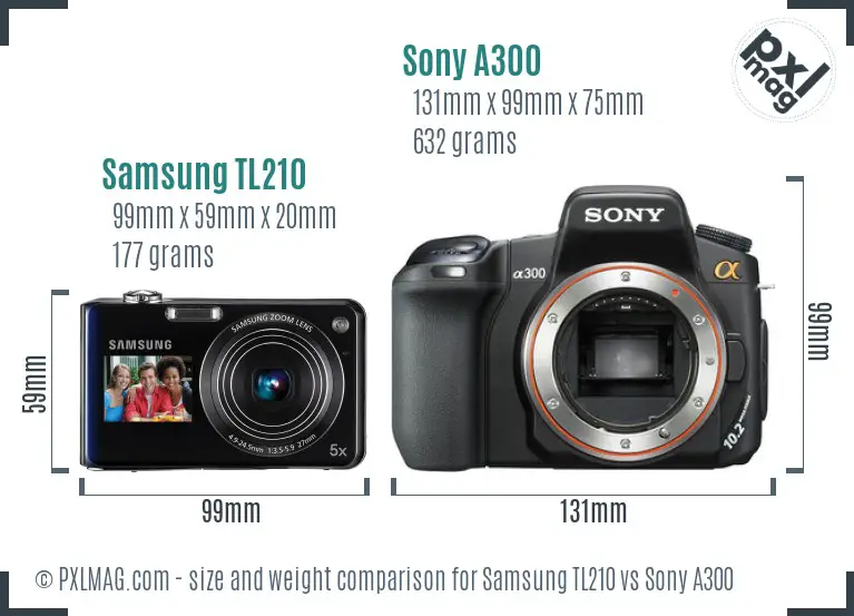Samsung TL210 vs Sony A300 size comparison Samsung TL210 vs Sony A300 size comparison