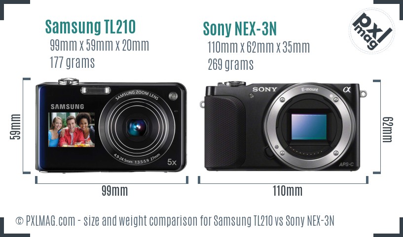 Samsung TL210 vs Sony NEX-3N size comparison