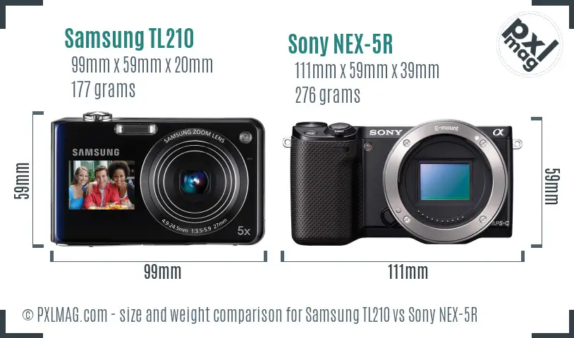 Samsung TL210 vs Sony NEX-5R size comparison