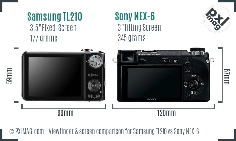 Samsung TL210 vs Sony NEX-6 Screen and Viewfinder comparison Samsung TL210 vs Sony NEX-6 Screen and Viewfinder comparison