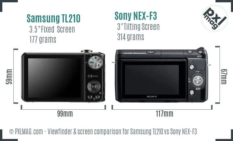 Samsung TL210 vs Sony NEX-F3 Screen and Viewfinder comparison Samsung TL210 vs Sony NEX-F3 Screen and Viewfinder comparison