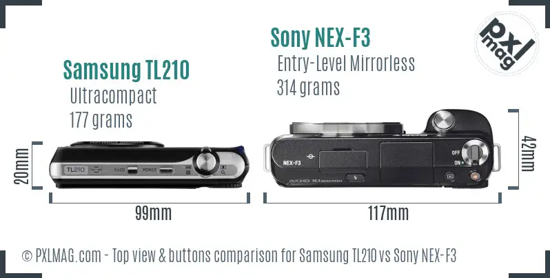 Samsung TL210 vs Sony NEX-F3 top view buttons comparison Samsung TL210 vs Sony NEX-F3 top view buttons comparison