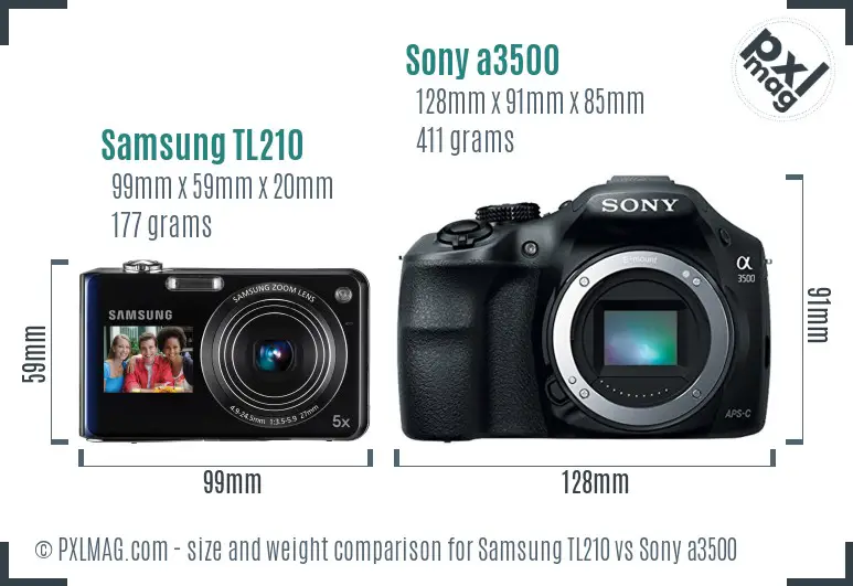 Samsung TL210 vs Sony a3500 size comparison