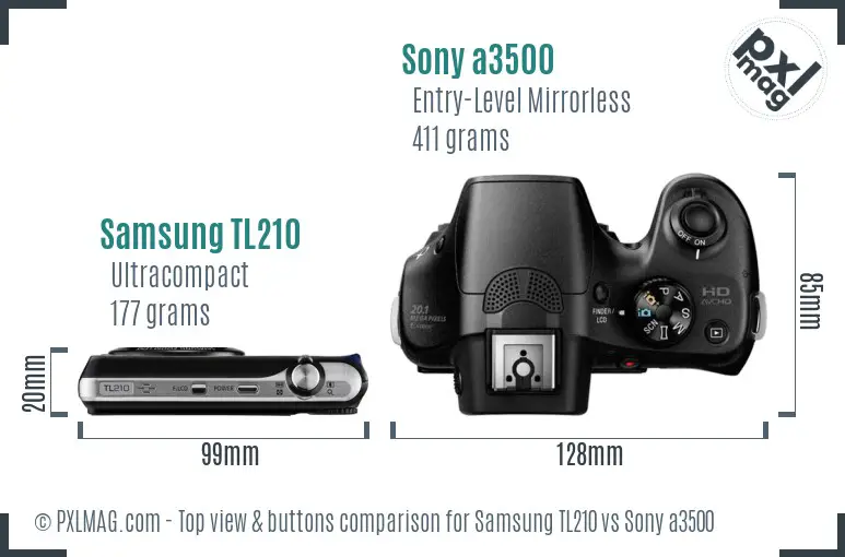 Samsung TL210 vs Sony a3500 top view buttons comparison