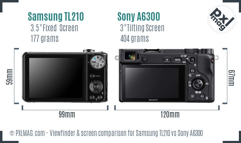 Samsung TL210 vs Sony A6300 Screen and Viewfinder comparison