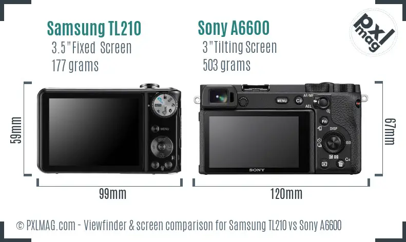 Samsung TL210 vs Sony A6600 Screen and Viewfinder comparison Samsung TL210 vs Sony A6600 Screen and Viewfinder comparison