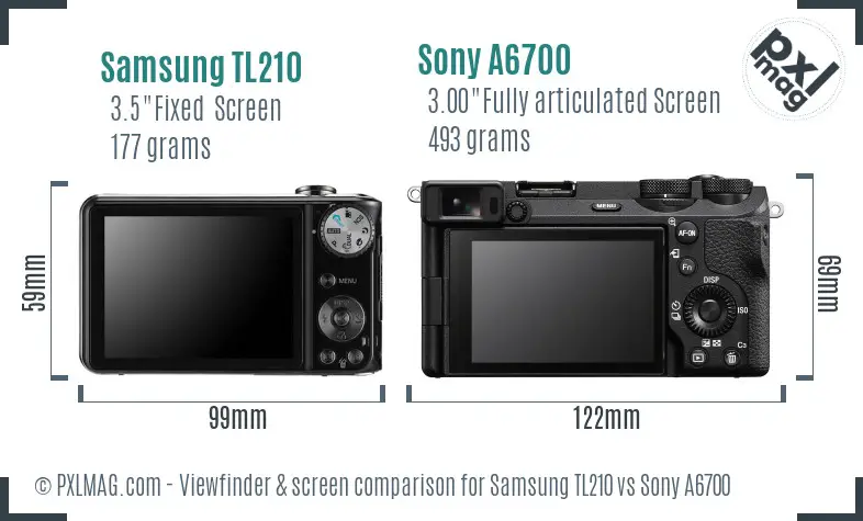 Samsung TL210 vs Sony A6700 Screen and Viewfinder comparison Samsung TL210 vs Sony A6700 Screen and Viewfinder comparison