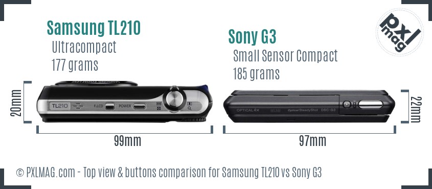 Samsung TL210 vs Sony G3 top view buttons comparison
