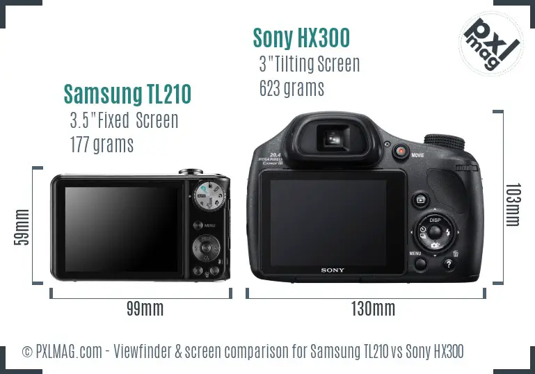 Samsung TL210 vs Sony HX300 Screen and Viewfinder comparison