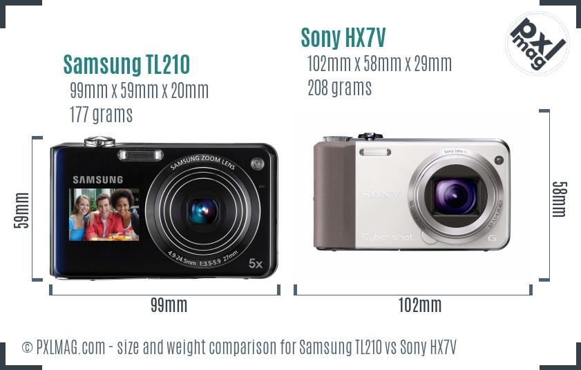 Samsung TL210 vs Sony HX7V size comparison Samsung TL210 vs Sony HX7V size comparison